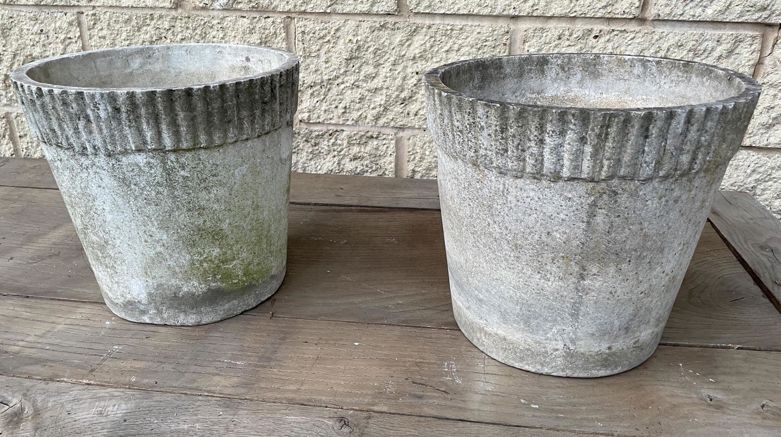 Pair WILLY GUHL Round Planters with Ribbed trim and han (1 of 5)