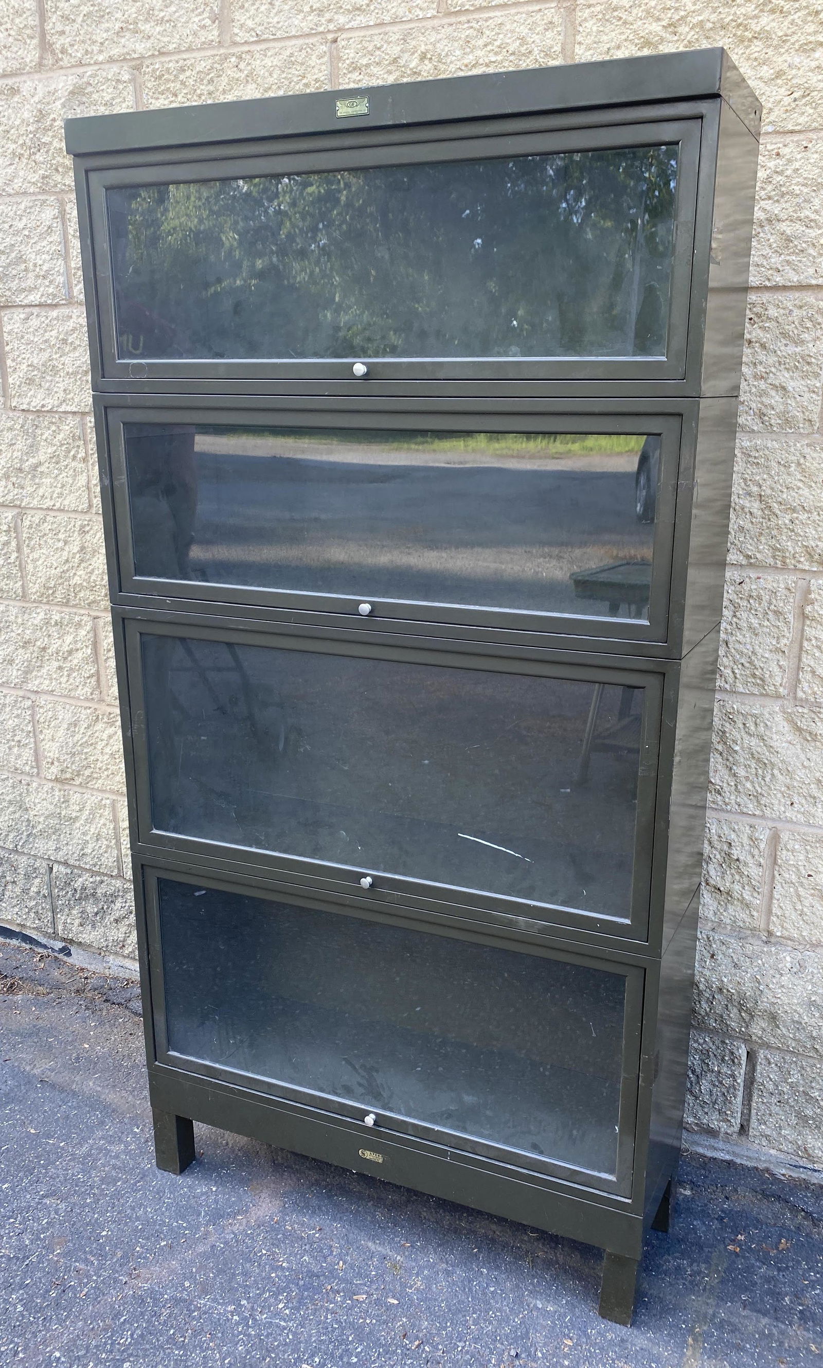 4 Section Industrial metal Stacking Bookcase. General F (1 of 10)