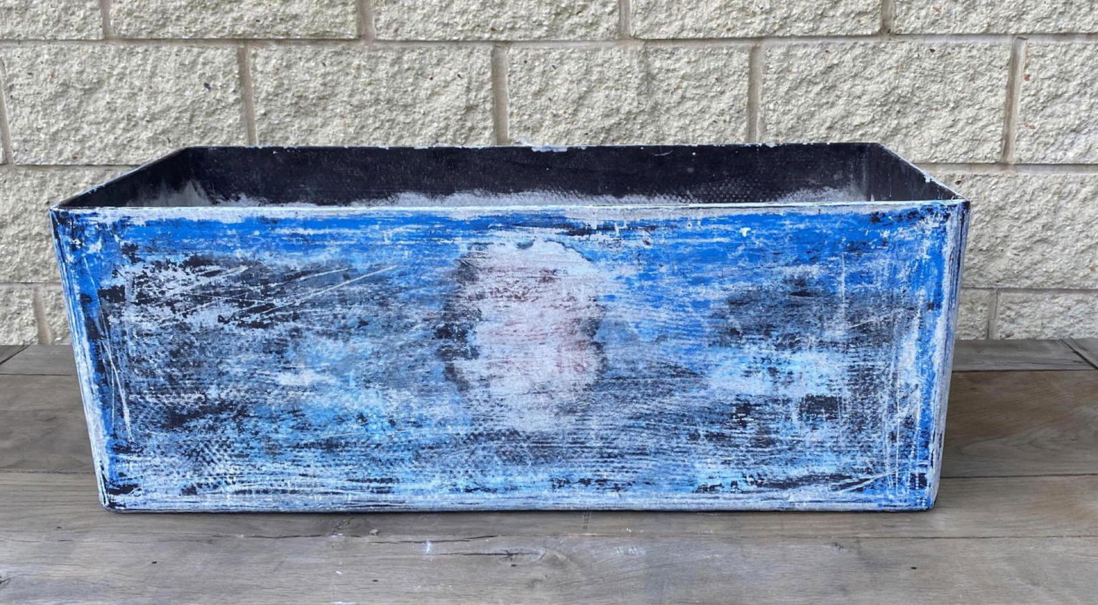 Large WILLY GUHL Rectangle Planter Box. Blue paint. Out (1 of 7)
