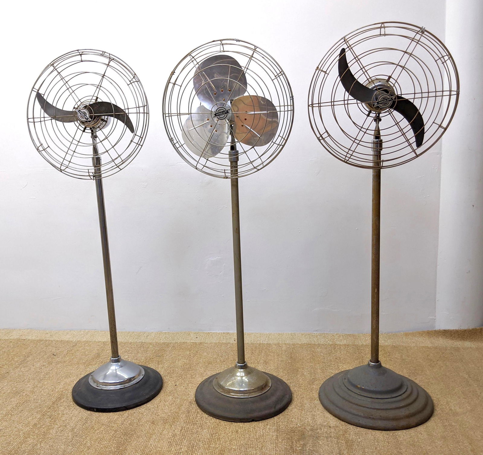 3 Vintage Stand Fans. 2 with Propeller Blades. (1 of 12)