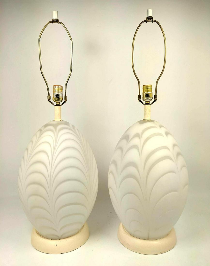 Pair Murano Art Glass Table Lamps. Large swollen form. (1 of 11)