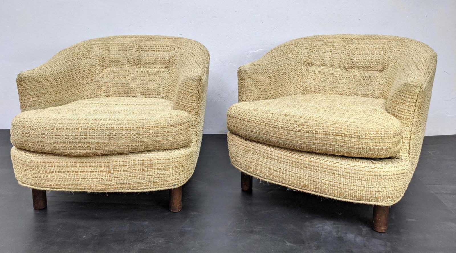 Pair SELIG Lounge Chairs. thick Dowel Legs. (1 of 10)