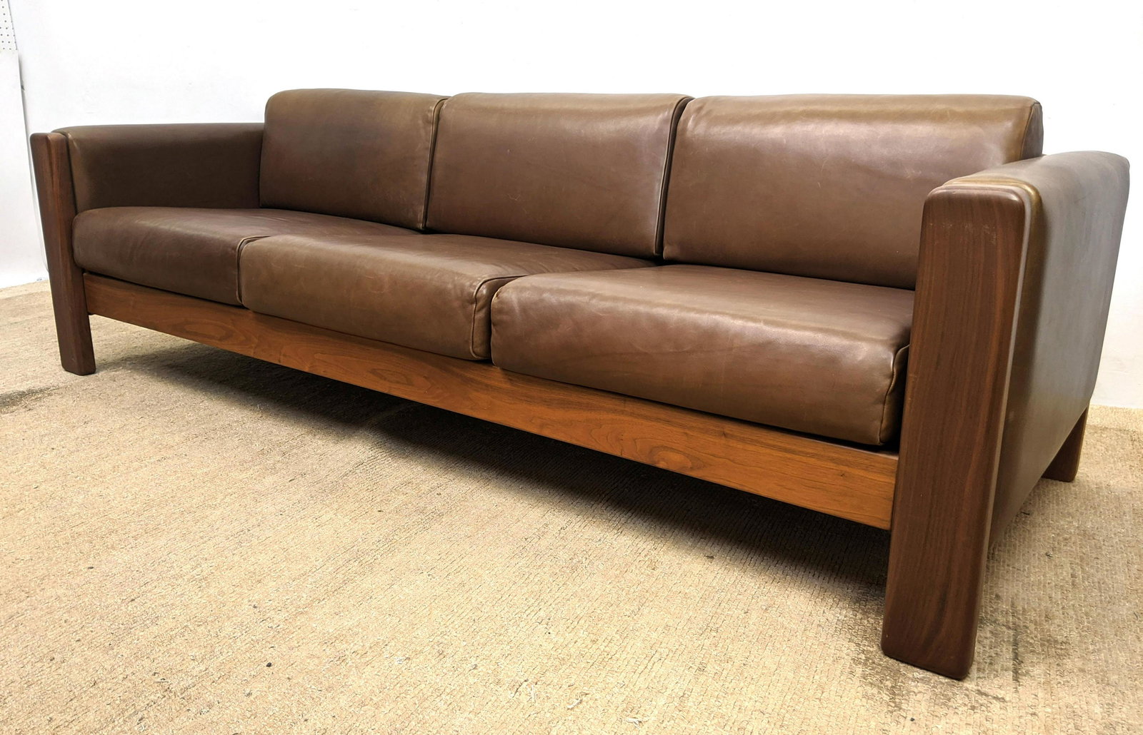 KNOLL International Leather Sofa.  wide wood frame. (1 of 11)