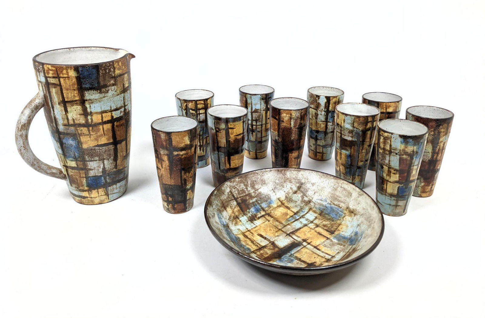 12pc VALLAURIS Pottery Tableware Drink Set. ALEXANDRE K (1 of 16)