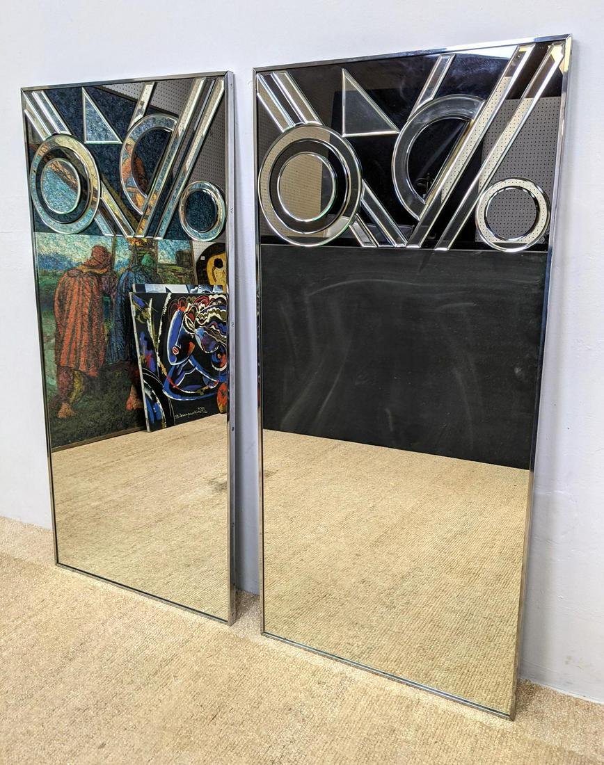 Pr Mirrored Glass Decorative Panels. Each with applied (1 of 10)