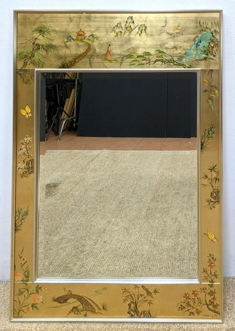 LaBARGE Artist Signed Mirror. K. WIDING 83. Floral gold (1 of 12)