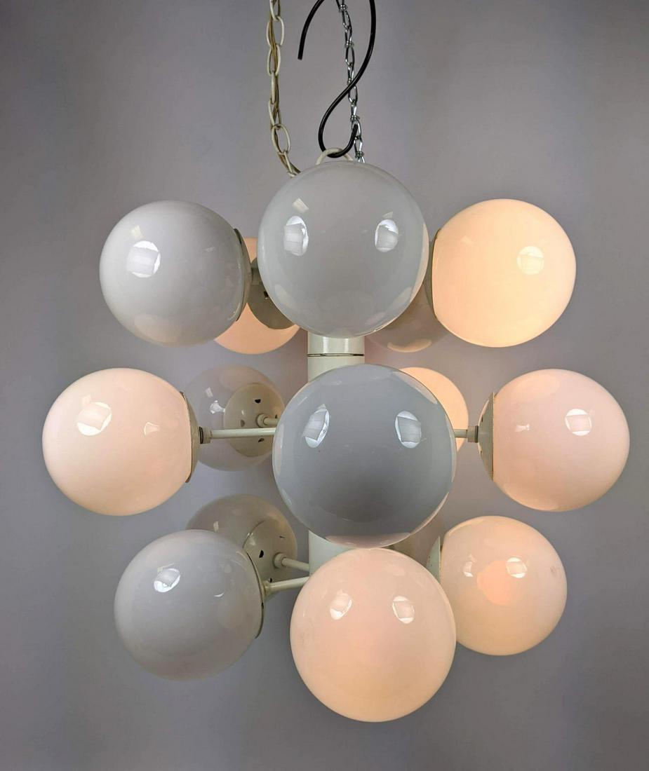 MAX BILL style Hanging Modernist Chandelier. Large Whit (1 of 14)