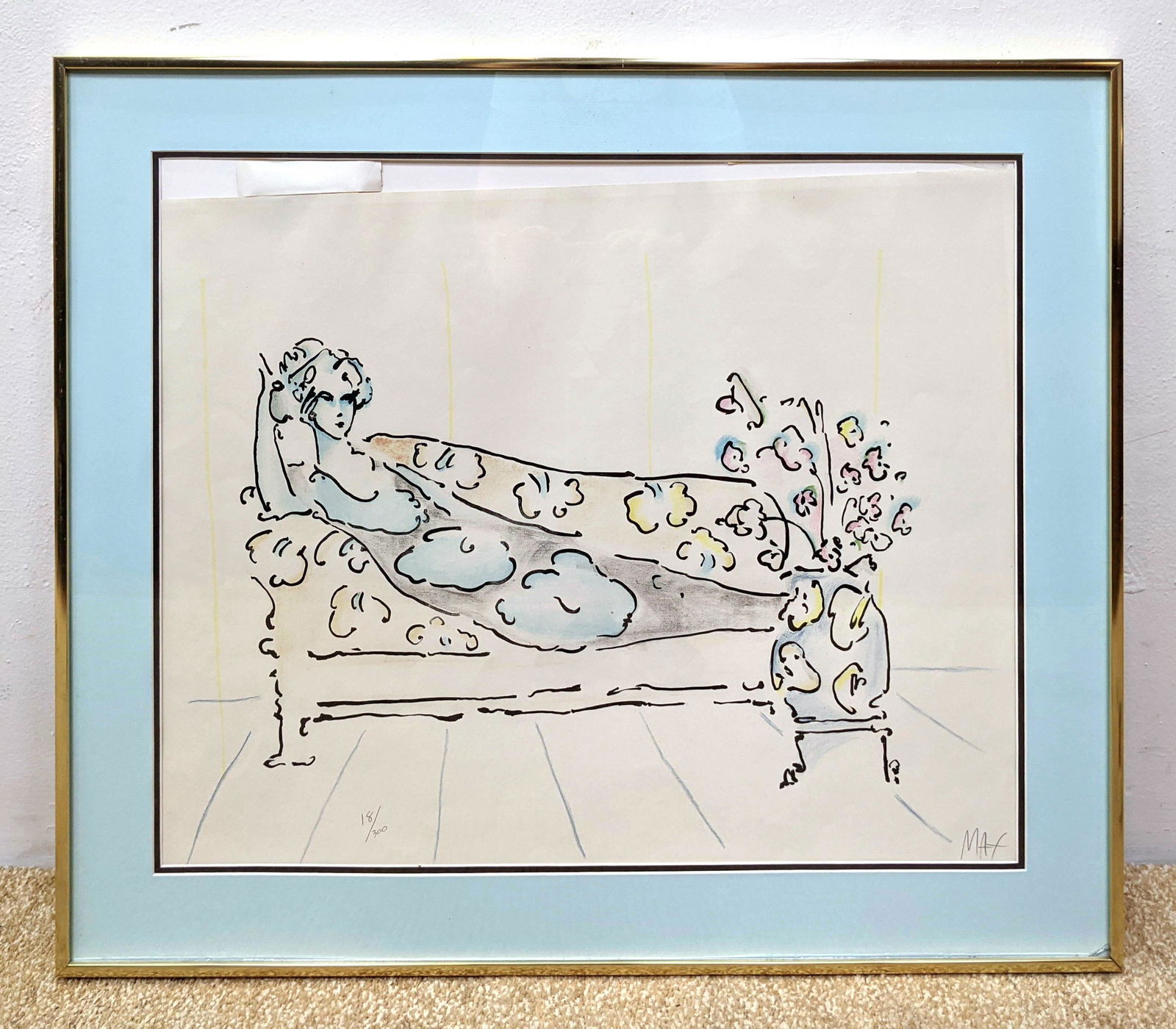 Signed PETER MAX Modernist Print. Reclining Woman with (1 of 11)