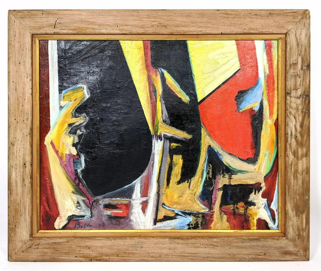 Signed BOSA Modernist Abstract Acrylic Painting. On Can (1 of 8)