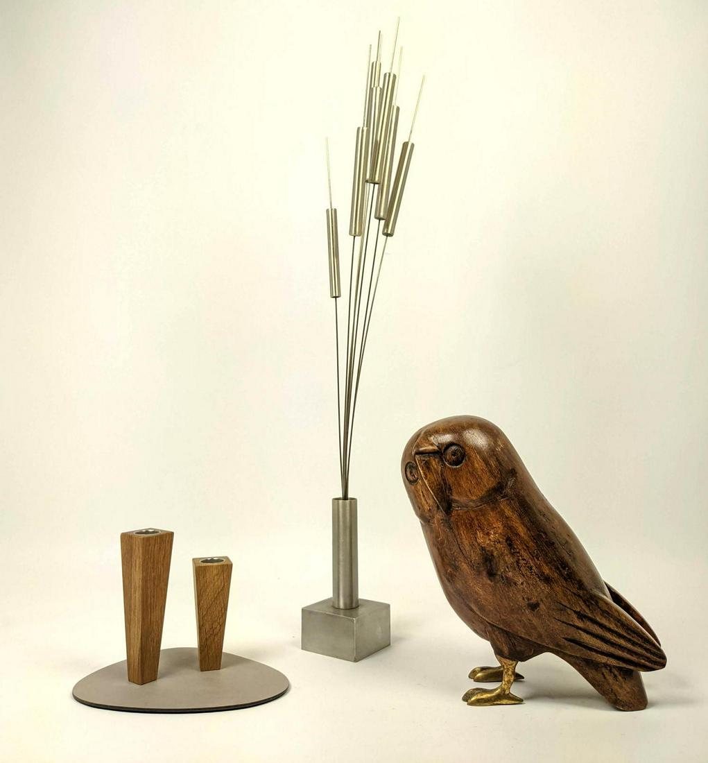 Mixed Lot. Modernist Table Objects. Carved Wood Owl. Wo (1 of 20)