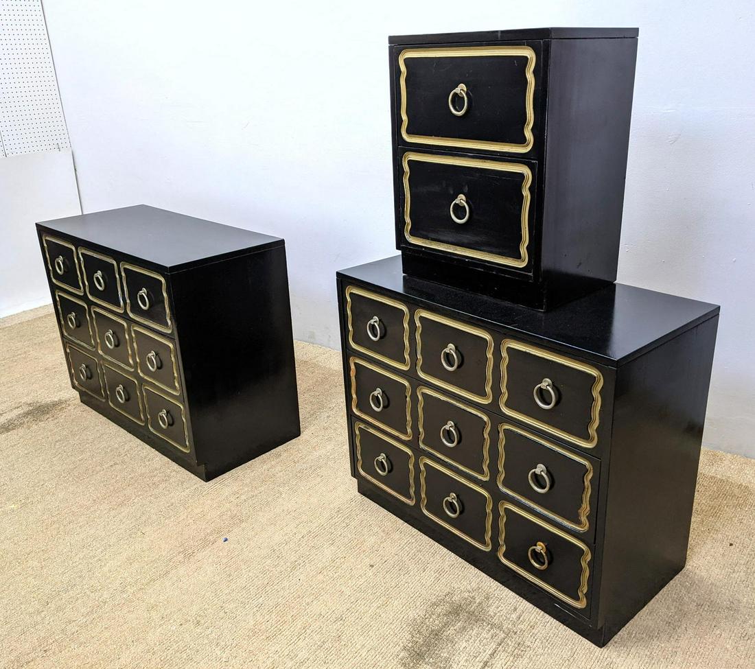 3pc DOROTHY DRAPER Style Ebonized Bachelors Chests and (1 of 11)