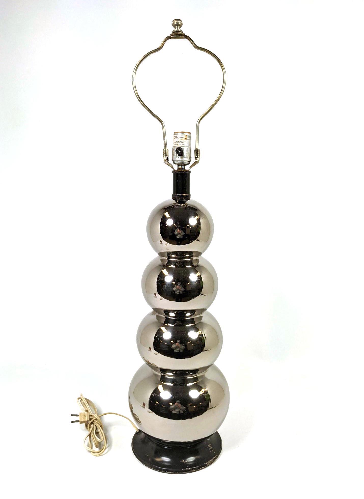 Modernist Stacked Chrome Ball Table Lamp. Graduated Siz (1 of 10)