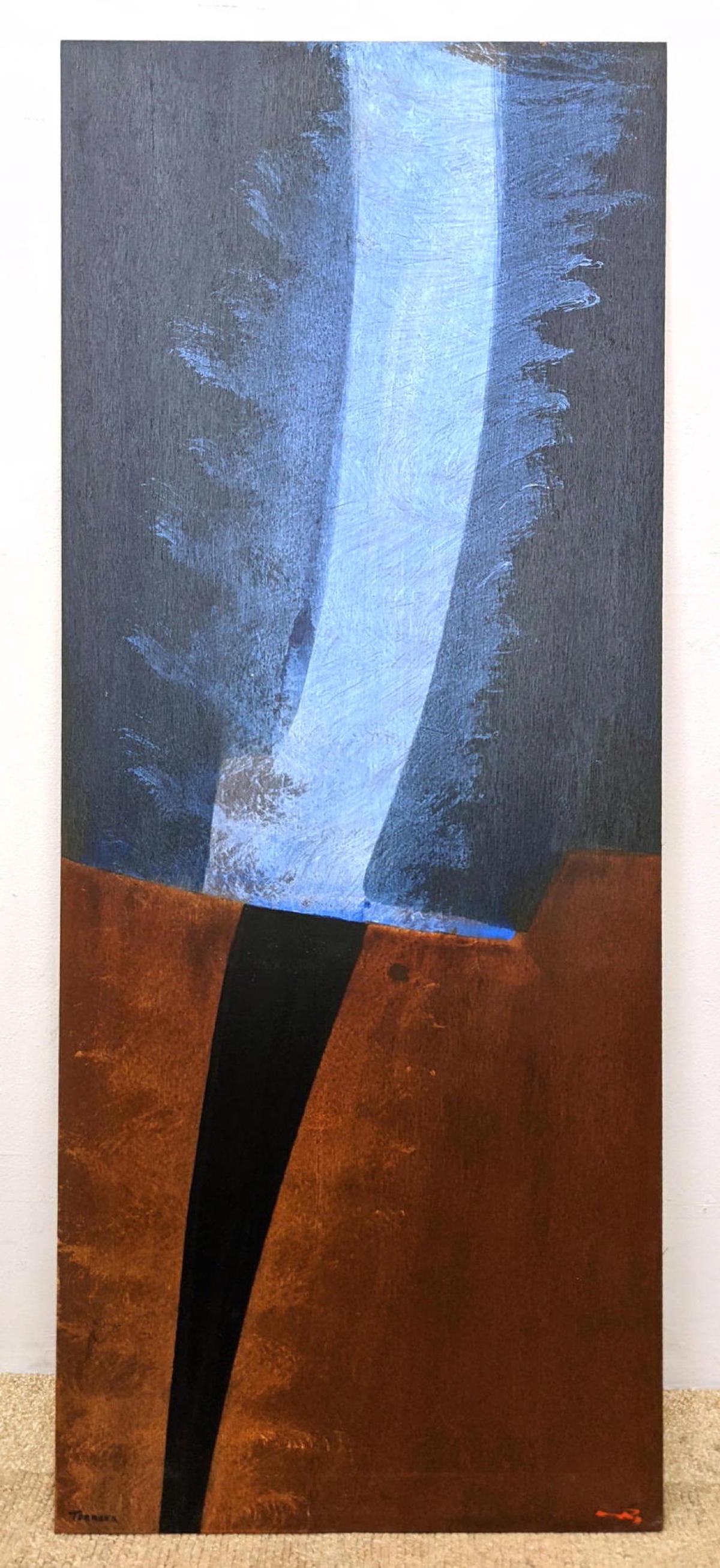 EUGENI TORRENS Modernist Abstract Painting. Bold swatch: EUGENI TORRENS Modernist Abstract Painting. Bold swatch of light. Vertical painting on wood panel. Signed. Unframed-- Dimensions: H: 60 inches: W: 24 inches ---