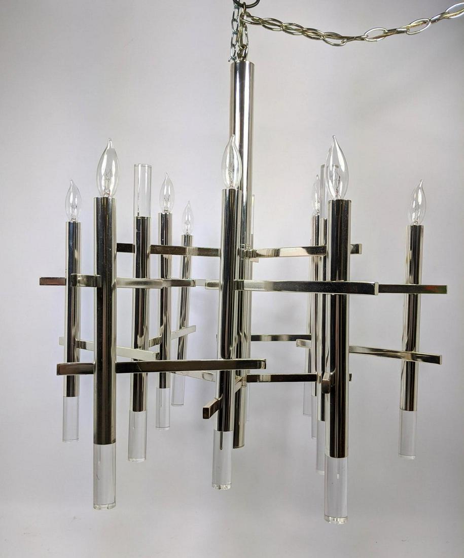 Gaetano Sciolari Chrome and Lucite Rod Chandelier. Mode (1 of 16)