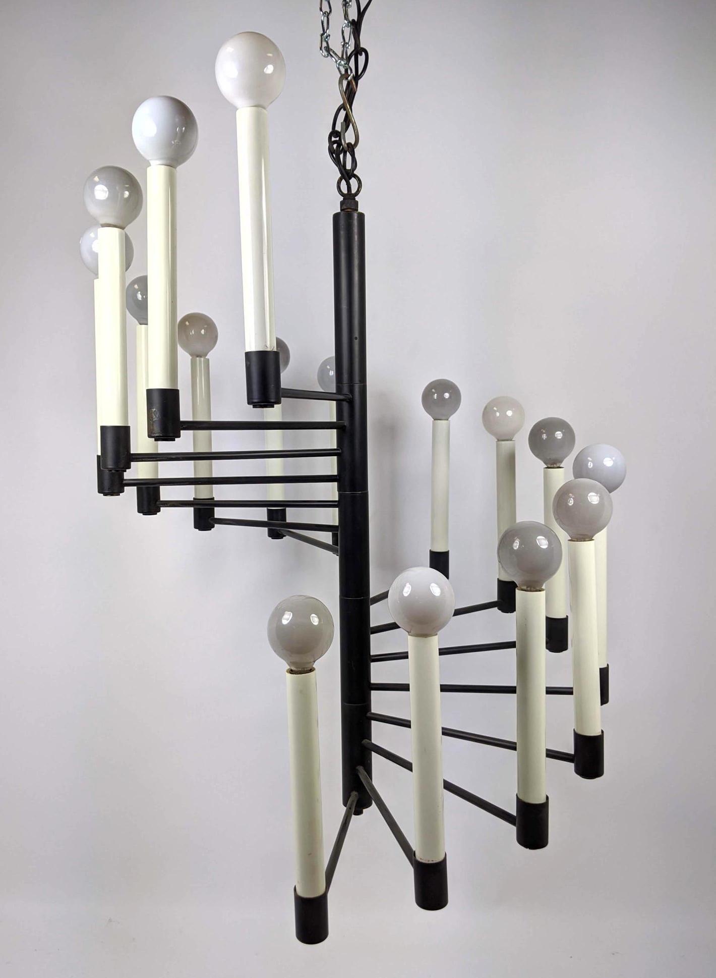Lightolier Spiral Hanging Chandelier. Black frame with (1 of 10)