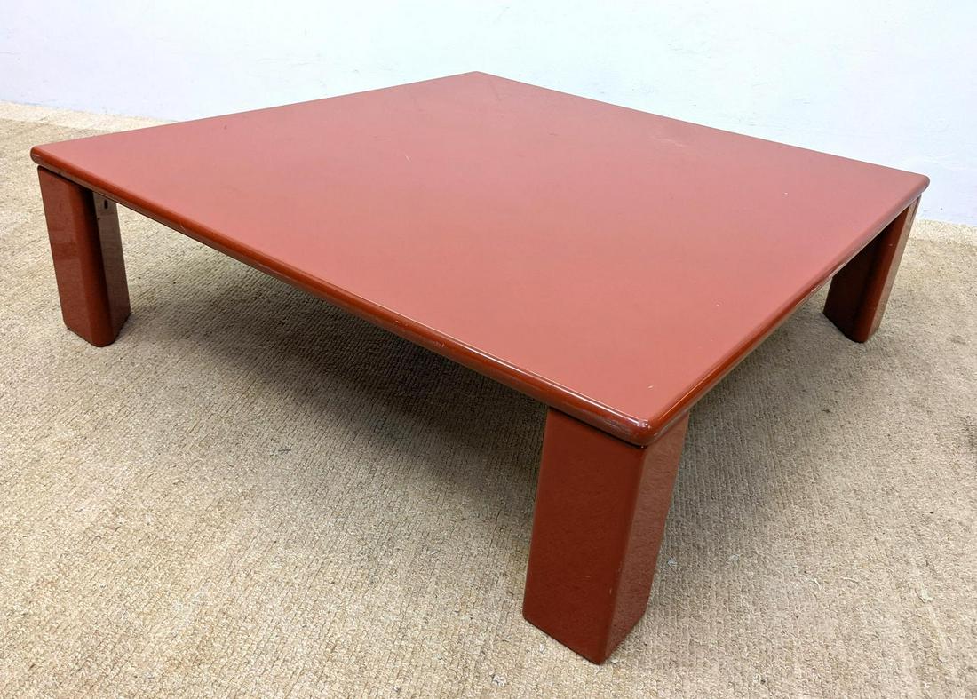Rust Colored Lacquered Square Cocktail Coffee Table. It (1 of 16)