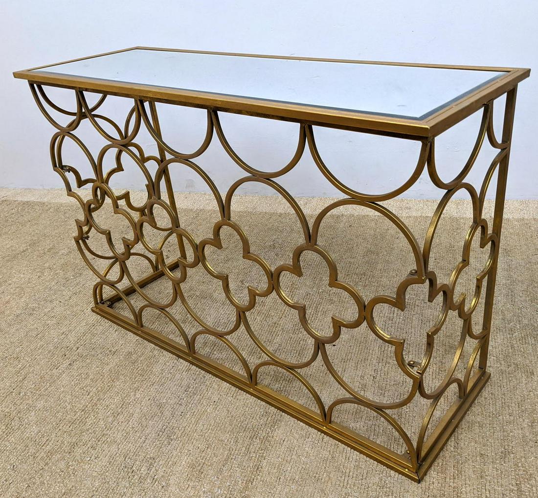 Mirror Top Gold Painted Metal Hall Console Table. Conte (1 of 11)