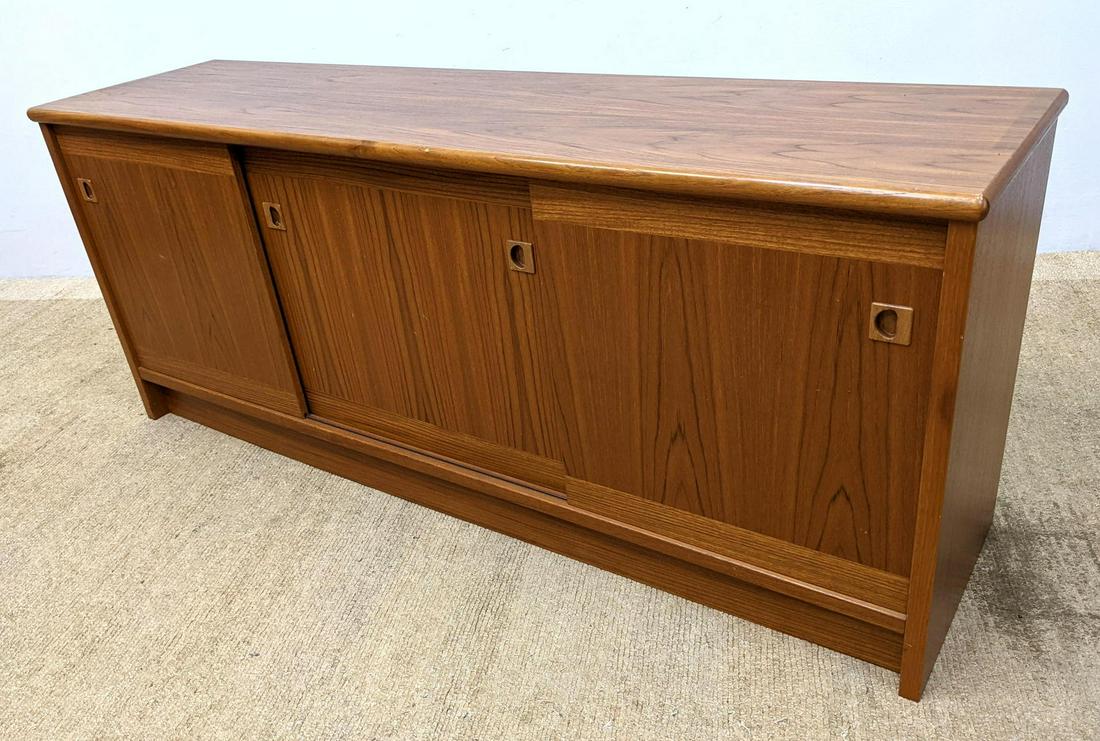 Danish Teak Modernist Credenza. Sliding Doors. Platform (1 of 14)