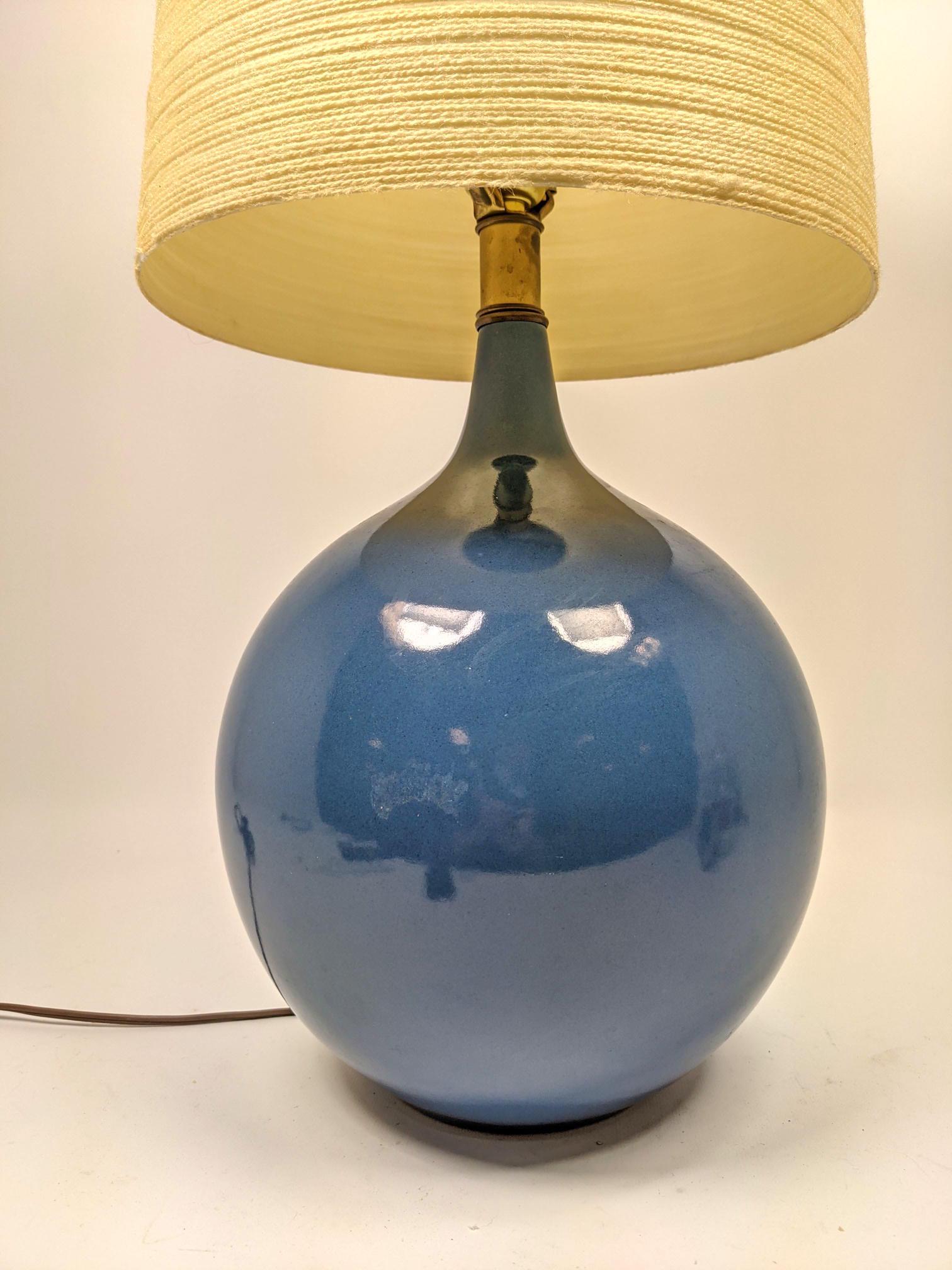 GUNNAR LOTTE BOSTLUND Table Lamp. Blue Glazed Pottery T (1 of 9)