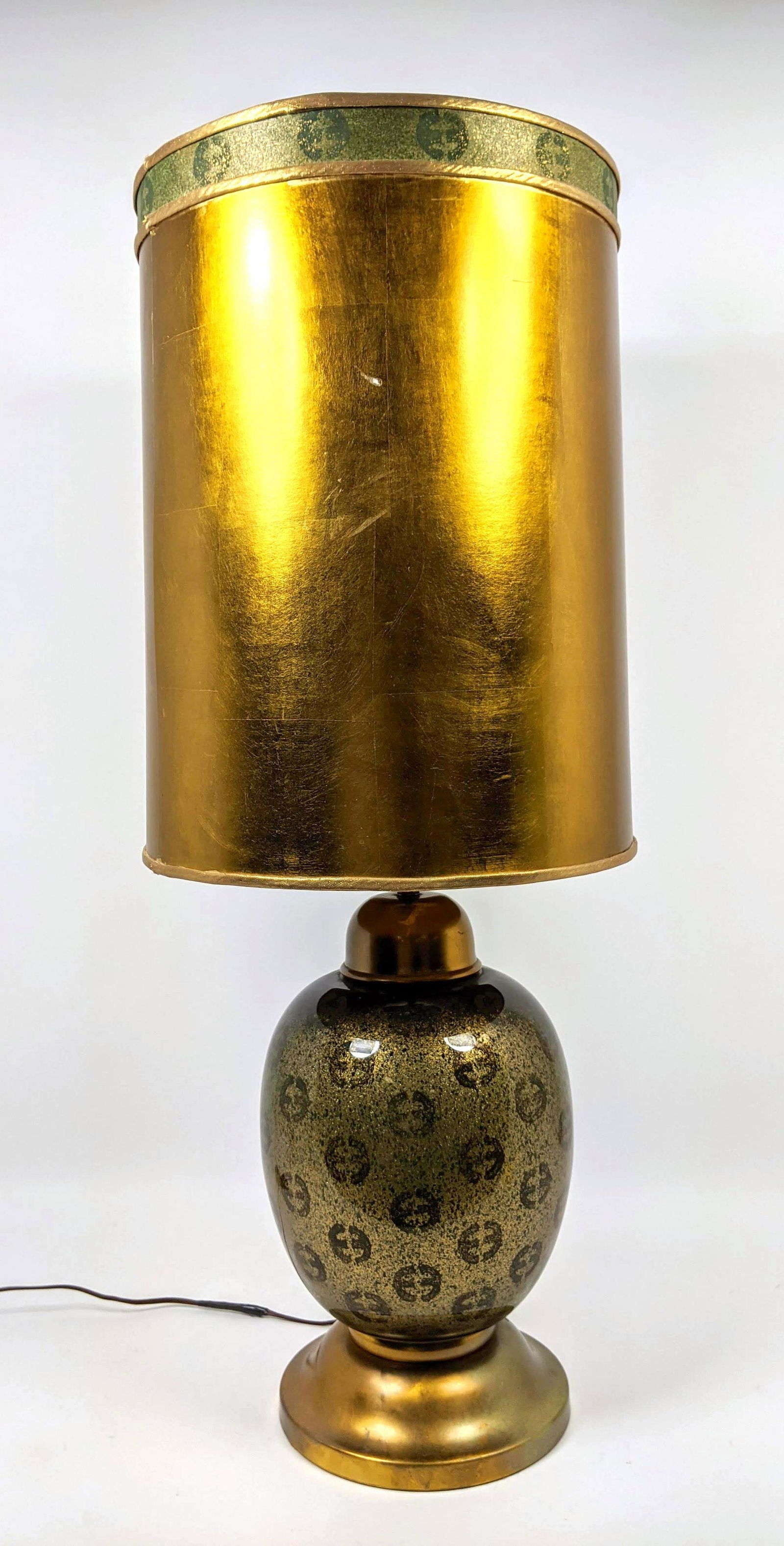 Modernist Glass Table Lamp. Gold Patterned Glass Lamp w (1 of 14)