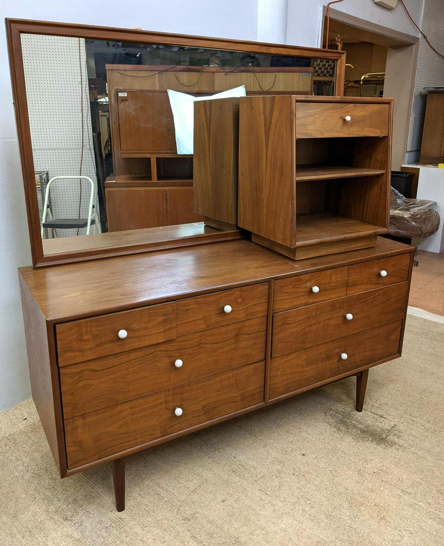 3pc American Modern Walnut DREXEL Bedroom Set. Low Ches (1 of 20)
