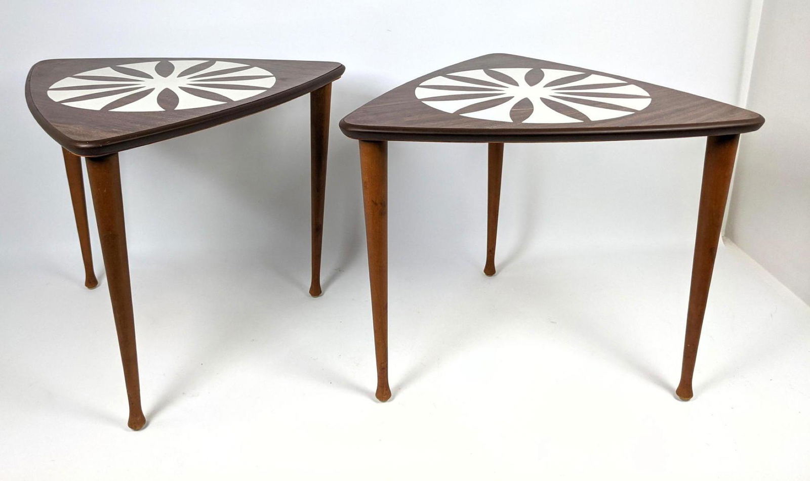 Pr Nesting Triangular Tables. Tripod drumstick legs. To (1 of 9)
