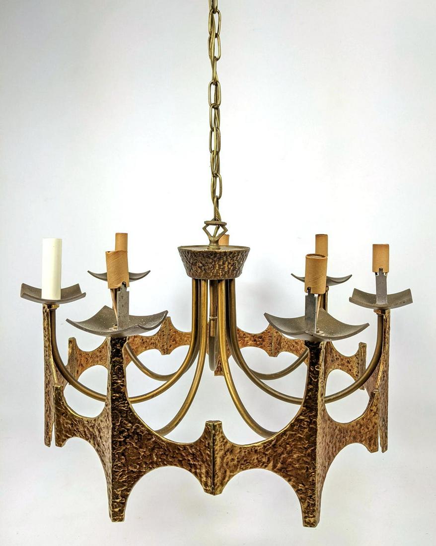 MOE LIGHT Brutalist Metal Chandelier. Crown Form with 7 (1 of 10)