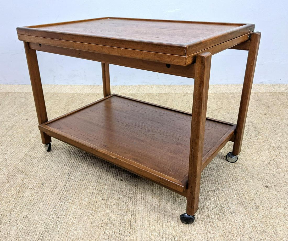 Danish Modern Teak Flip Top Rolling Serving Cart. (1 of 12)