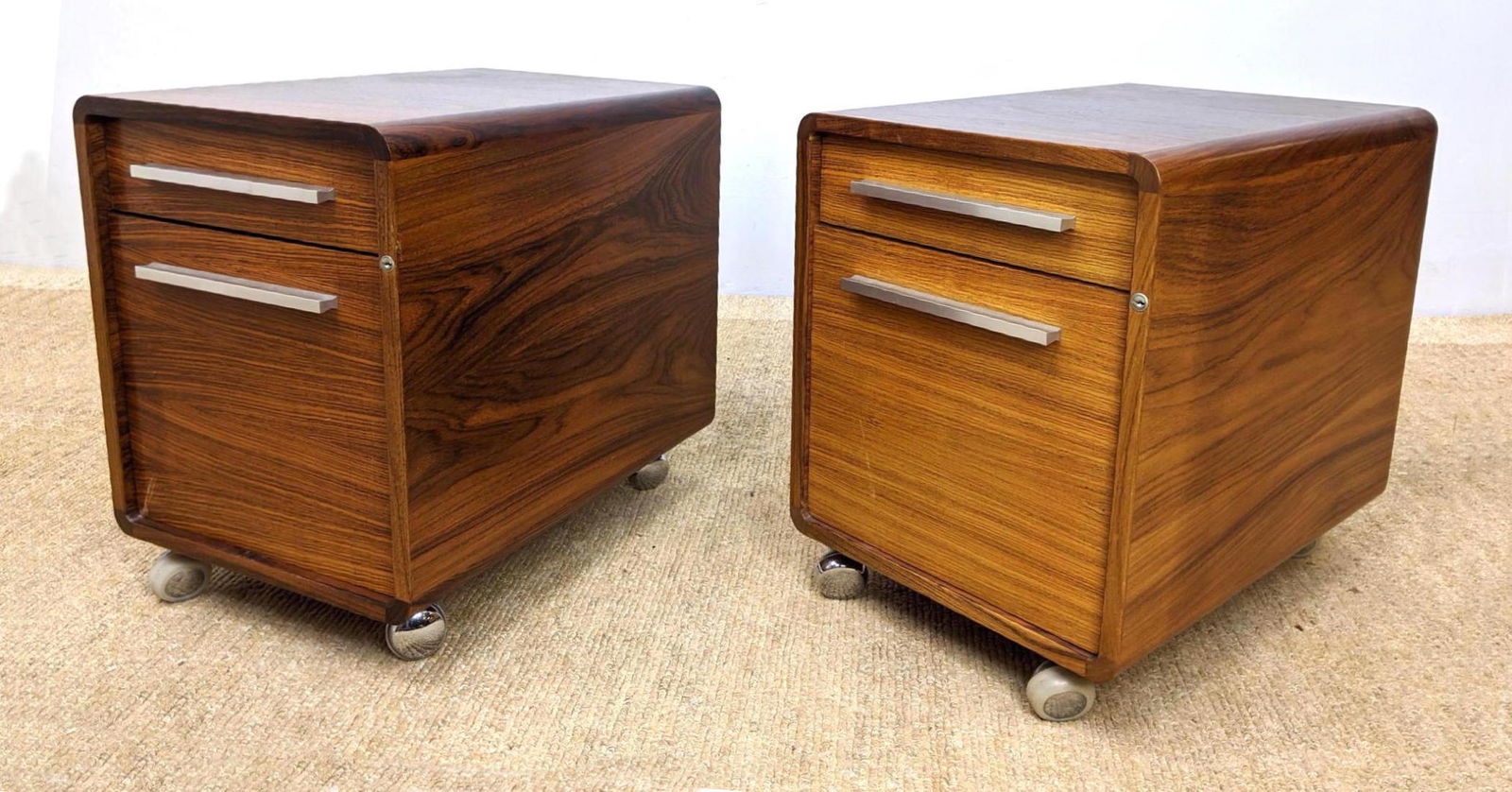 Pr Modernist WFH Rosewood Rolling File Cabinets. Two Dr (1 of 12)