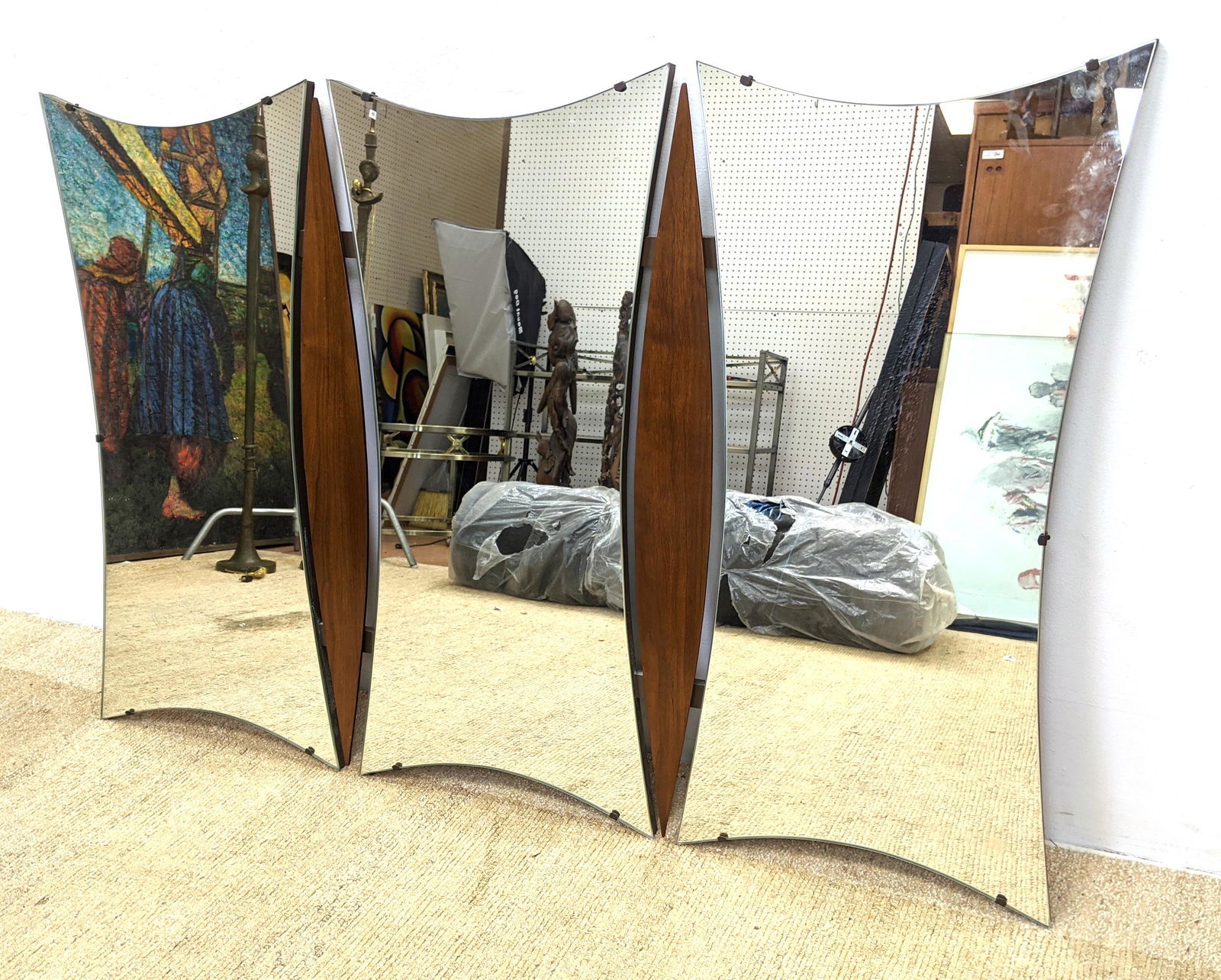 Modernist Decorator Wall Mirror. Three Shaped Mirrors c (1 of 4)