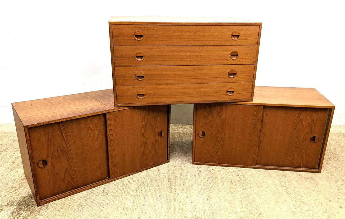 3pcs Hansen and Guldborg wall Mount Cabinets. 1 with dr: 3pcs Hansen and Guldborg wall Mount Cabinets. 1 with drawers.-- Dimensions: H: 19.5 inches: W: 35 inches: D: 20 inches ---