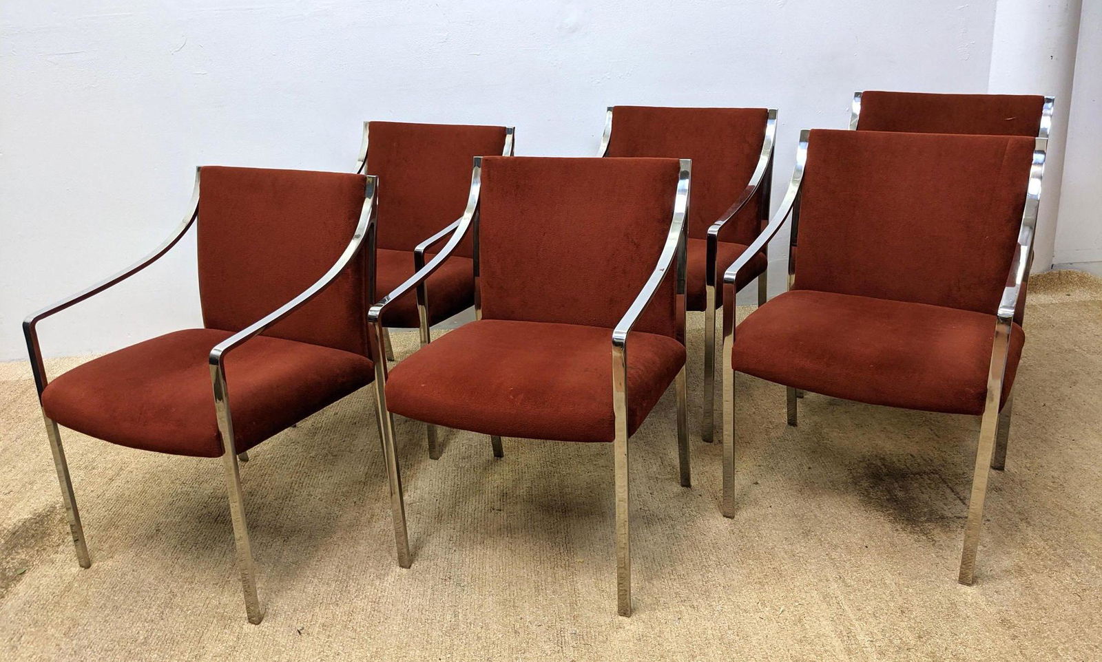 Set 6 Chrome Frame Modernist Dining Chairs. All with sl (1 of 12)
