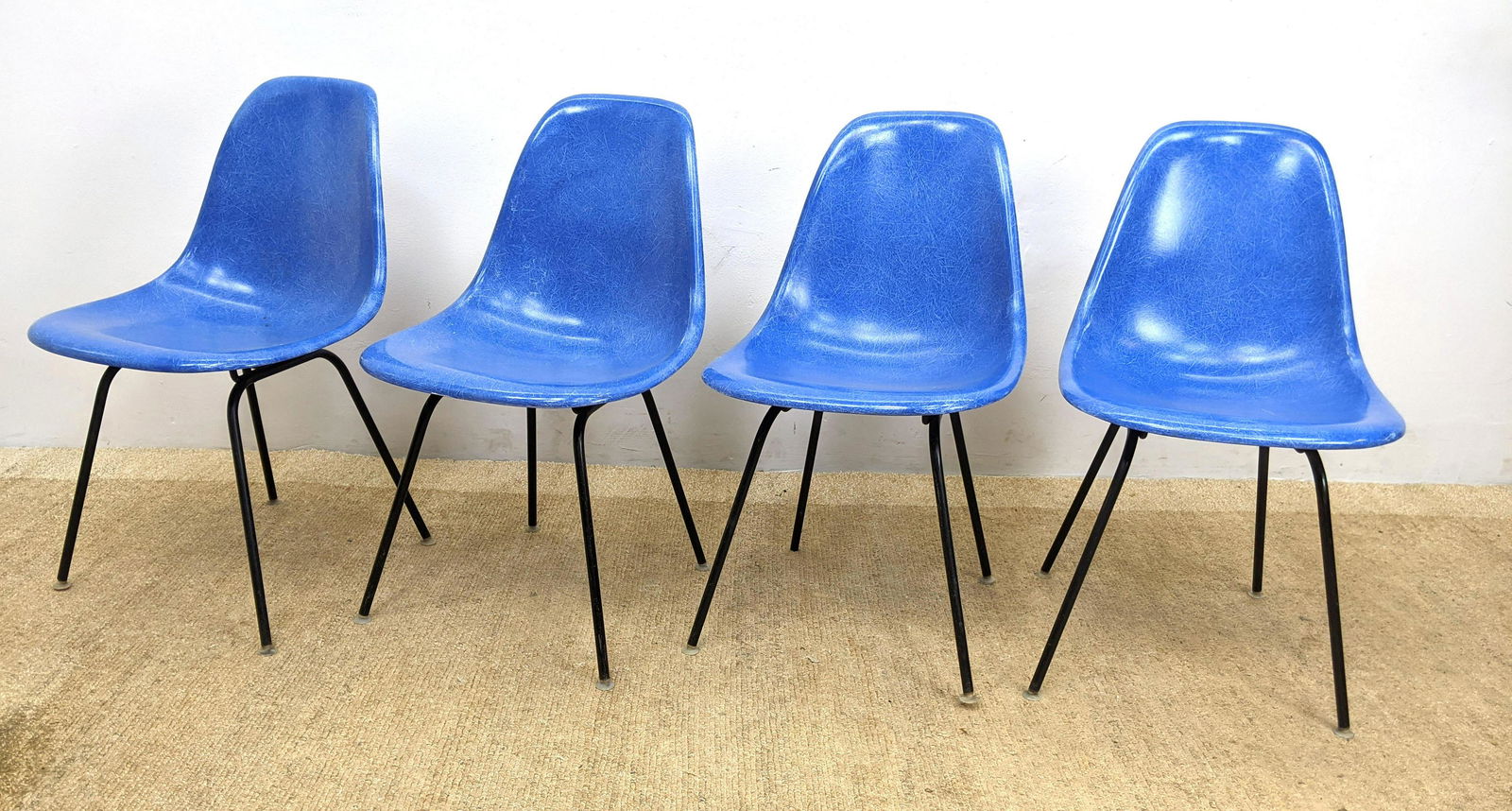 Set 4 Blue Fiberglass Herman Miller Shell Chair. (1 of 11)