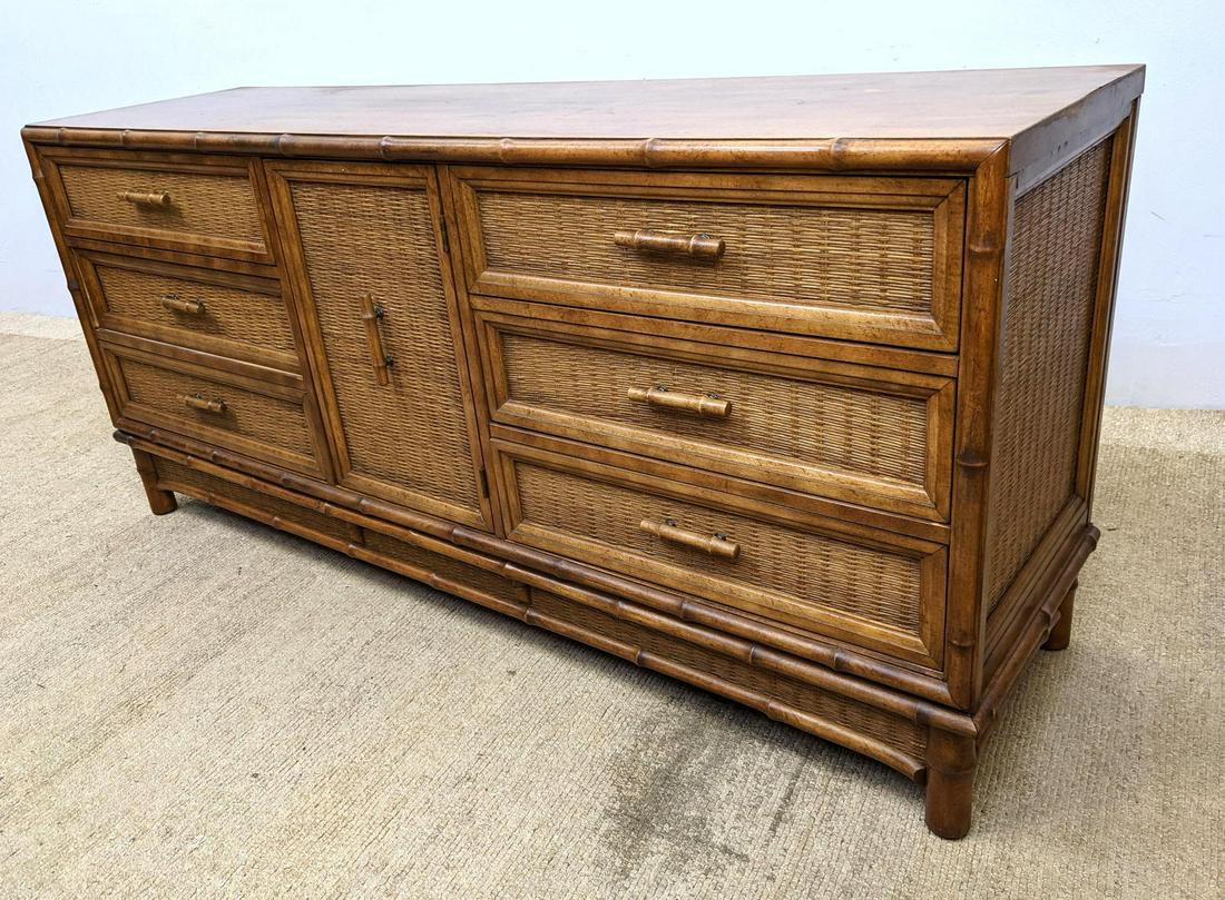 American of Martinsville Faux Bamboo and Rattan Low Che (1 of 15)