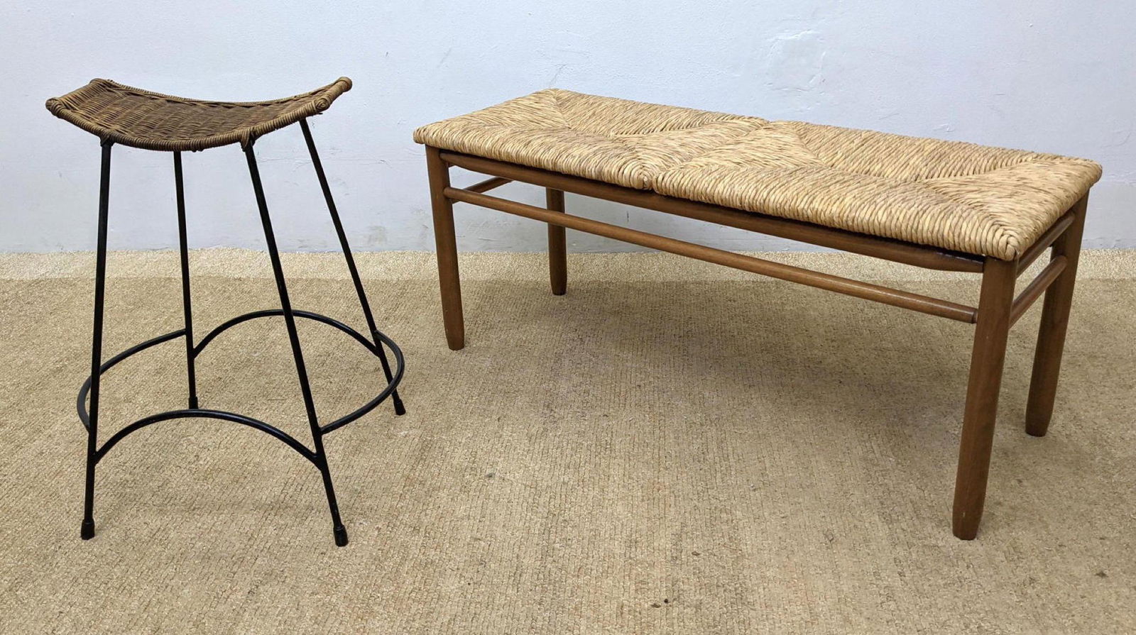 2pcs Bench and Stool.  Long Rush Top Bench and Iron Fra (1 of 12)