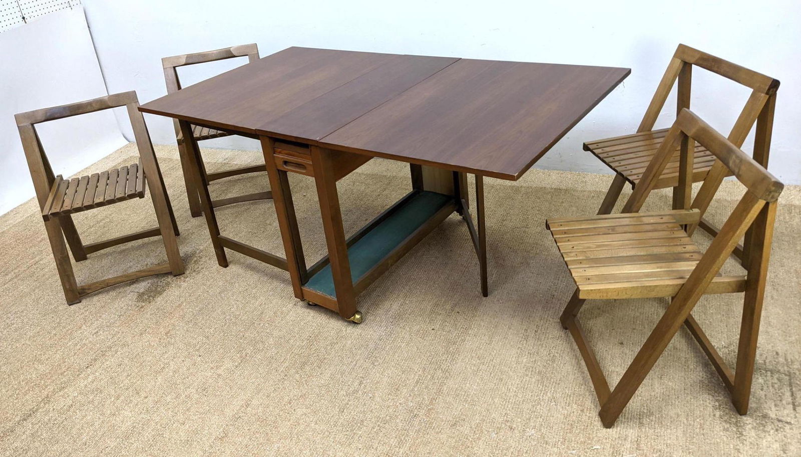 Mid Century Modern Drop Side Dining Set.  Rolling Table (1 of 20)