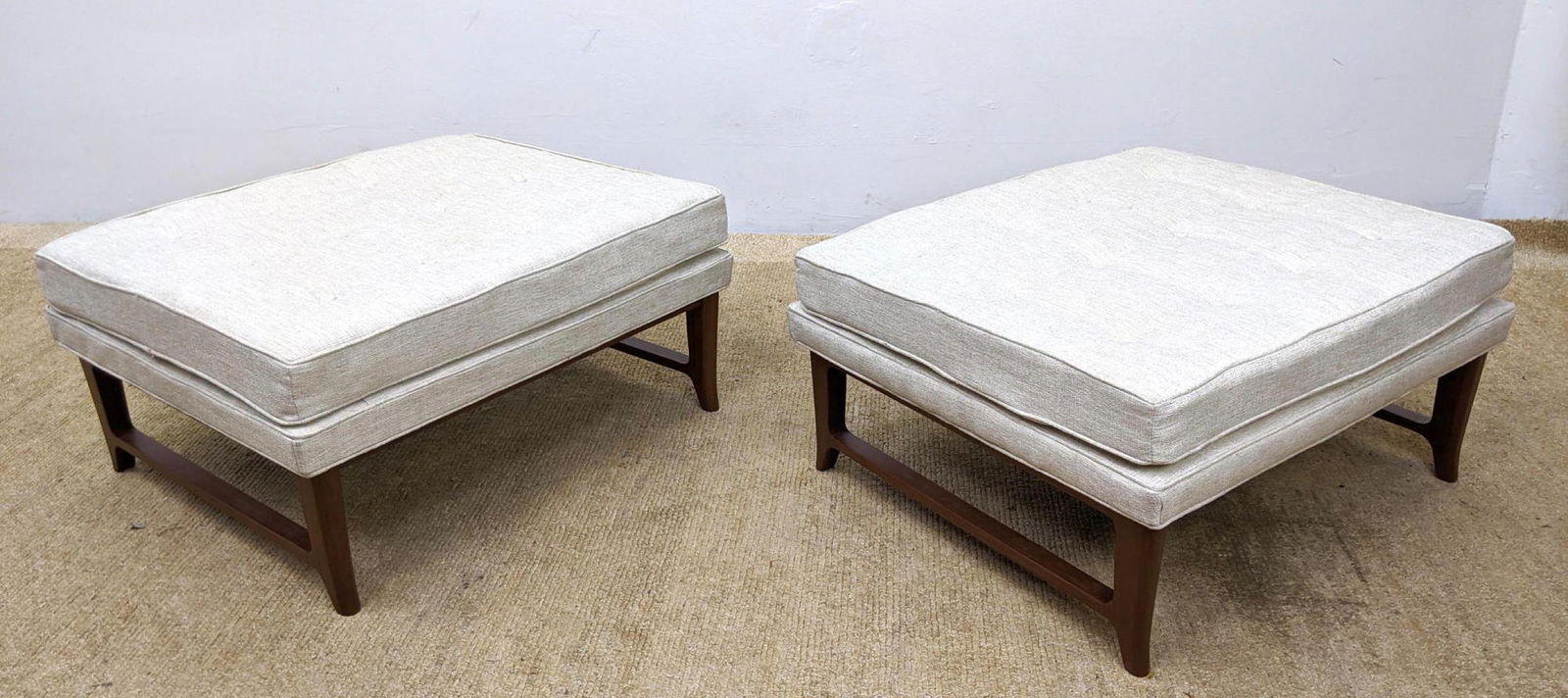 Pair Edward Wormley Dunbar Upholstered Ottomans.  Reuph (1 of 12)