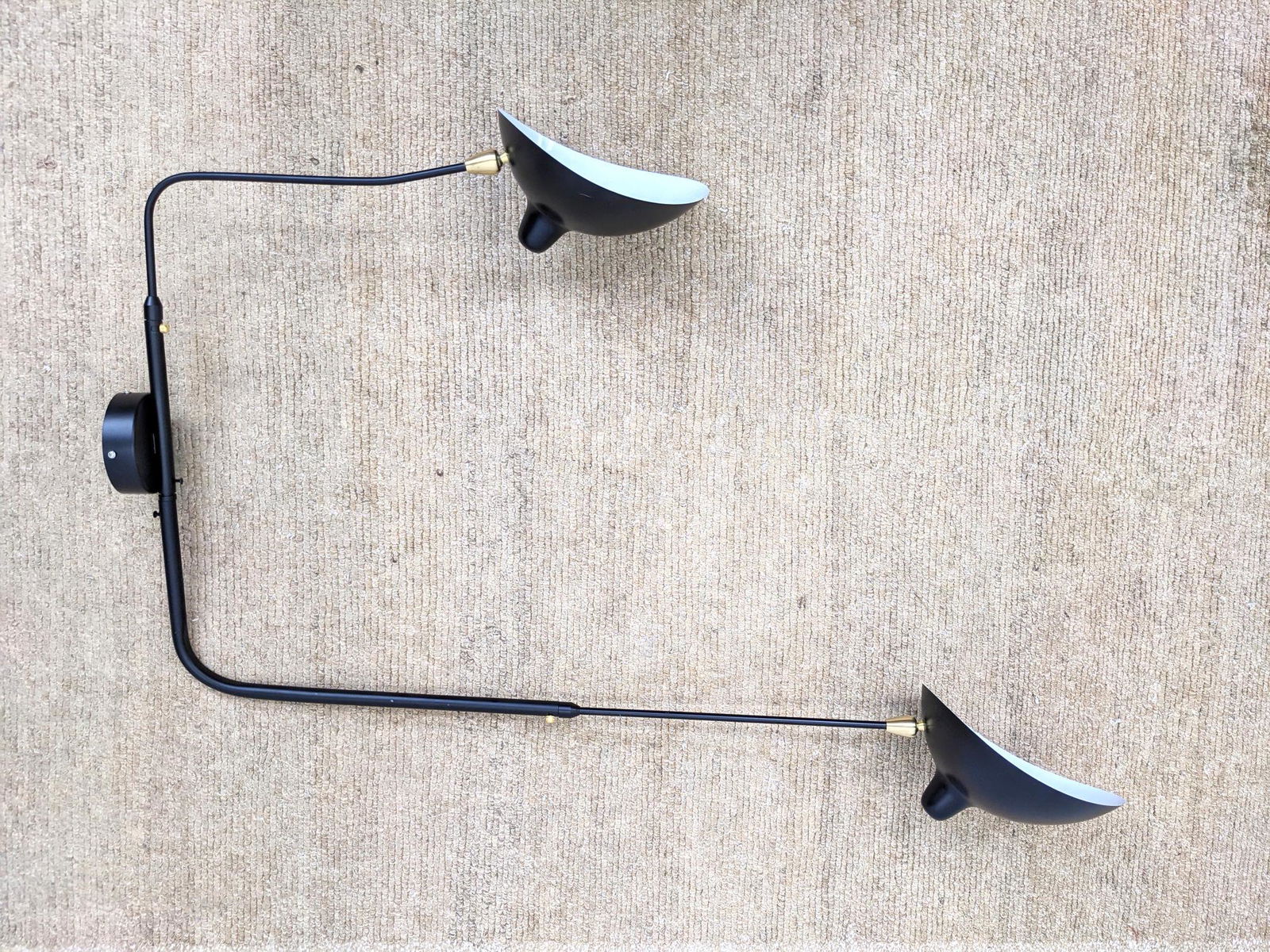Serge Mouille style Wall Mounted Double Arm Light. Blac (1 of 12)