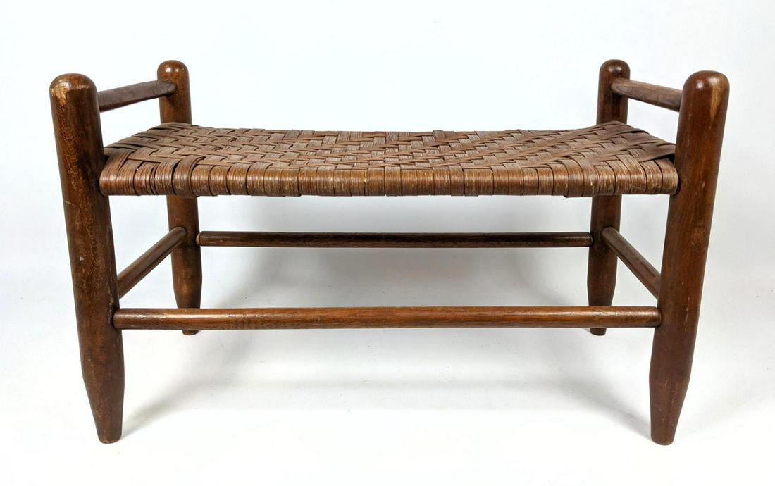 Rustic Rattan Woven Stool Bench. (1 of 9)
