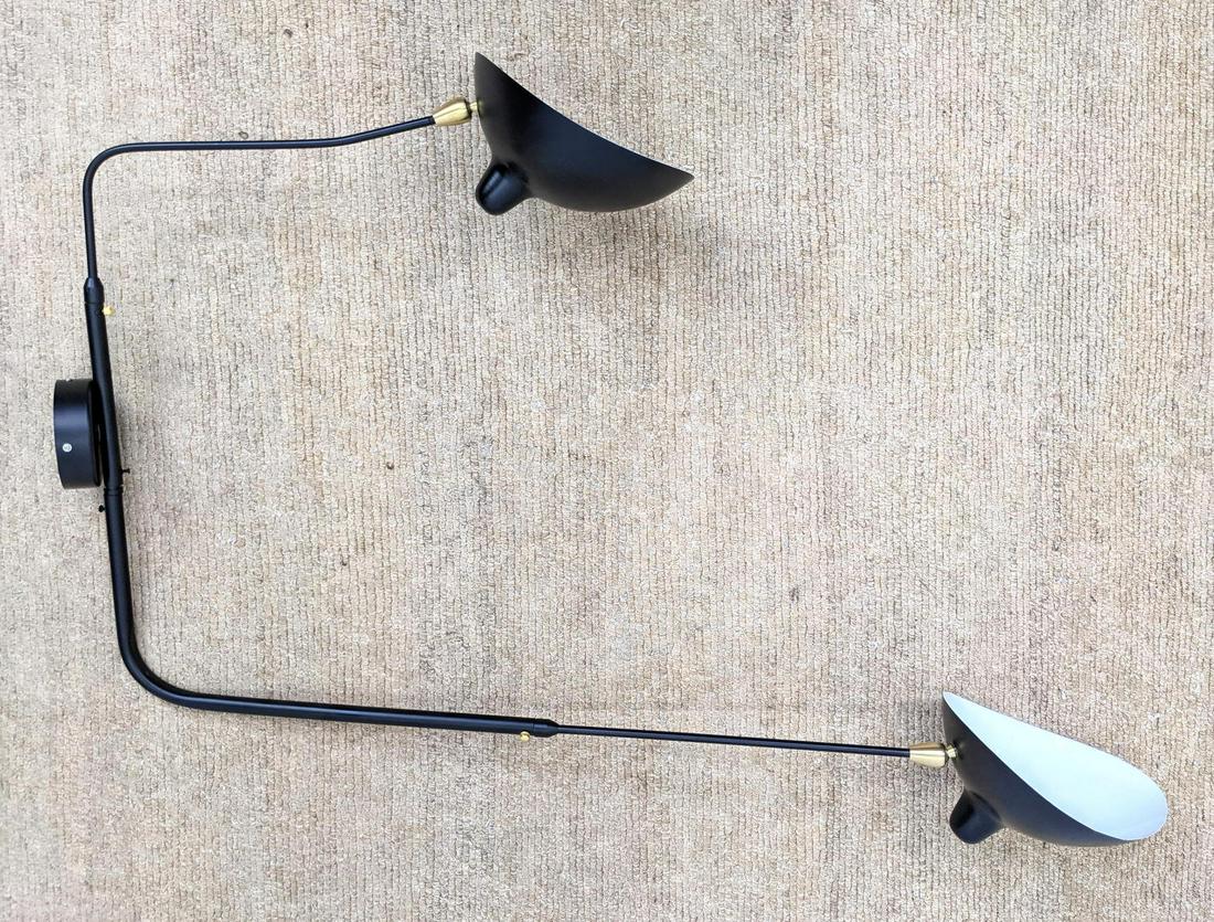 Serge Mouille style Wall Mounted Double Arm Light. Blac (1 of 10)
