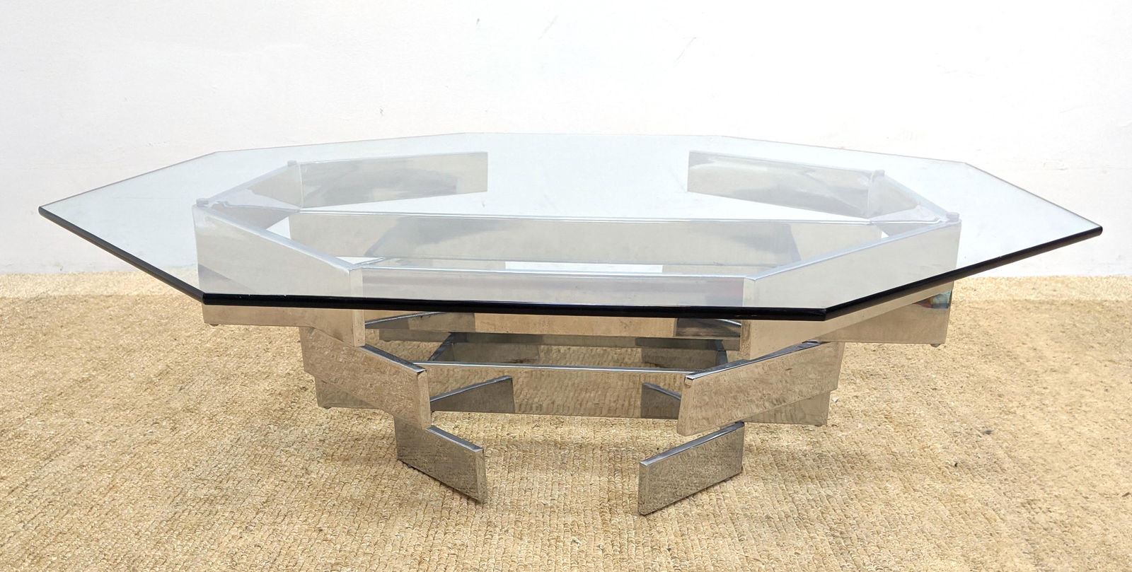 Mid Century Modern Cocktail Coffee Table. Chrome and Gl (1 of 7)