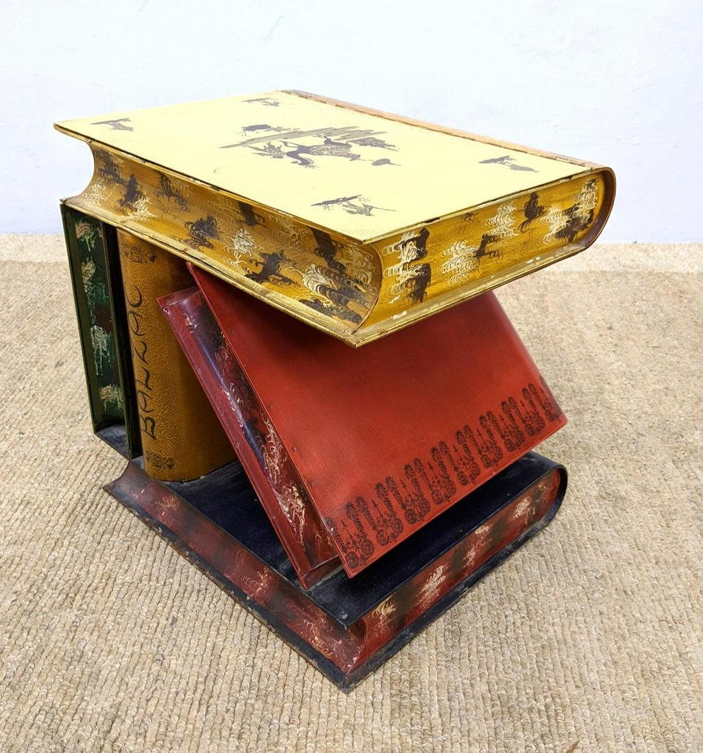 Decorator Metal Stacked Faux Books Table. Top book with (1 of 9)