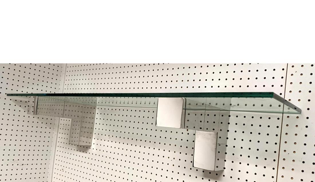 Paul Evans style Chrome Cityscape Glass Wall Shelf. (1 of 7)