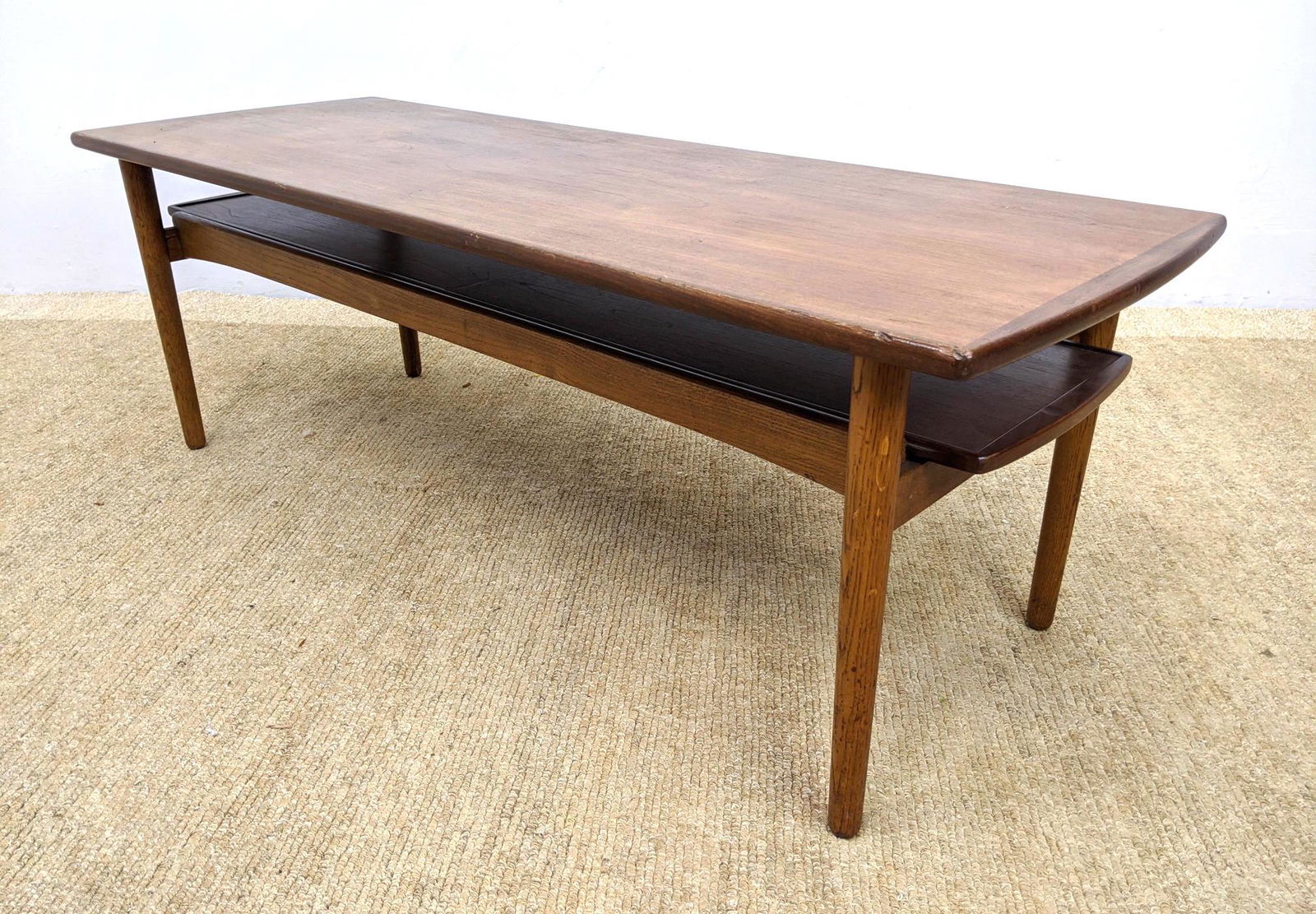 Danish Modern Teak Coffee Table. Banded Top. Slide out (1 of 17)