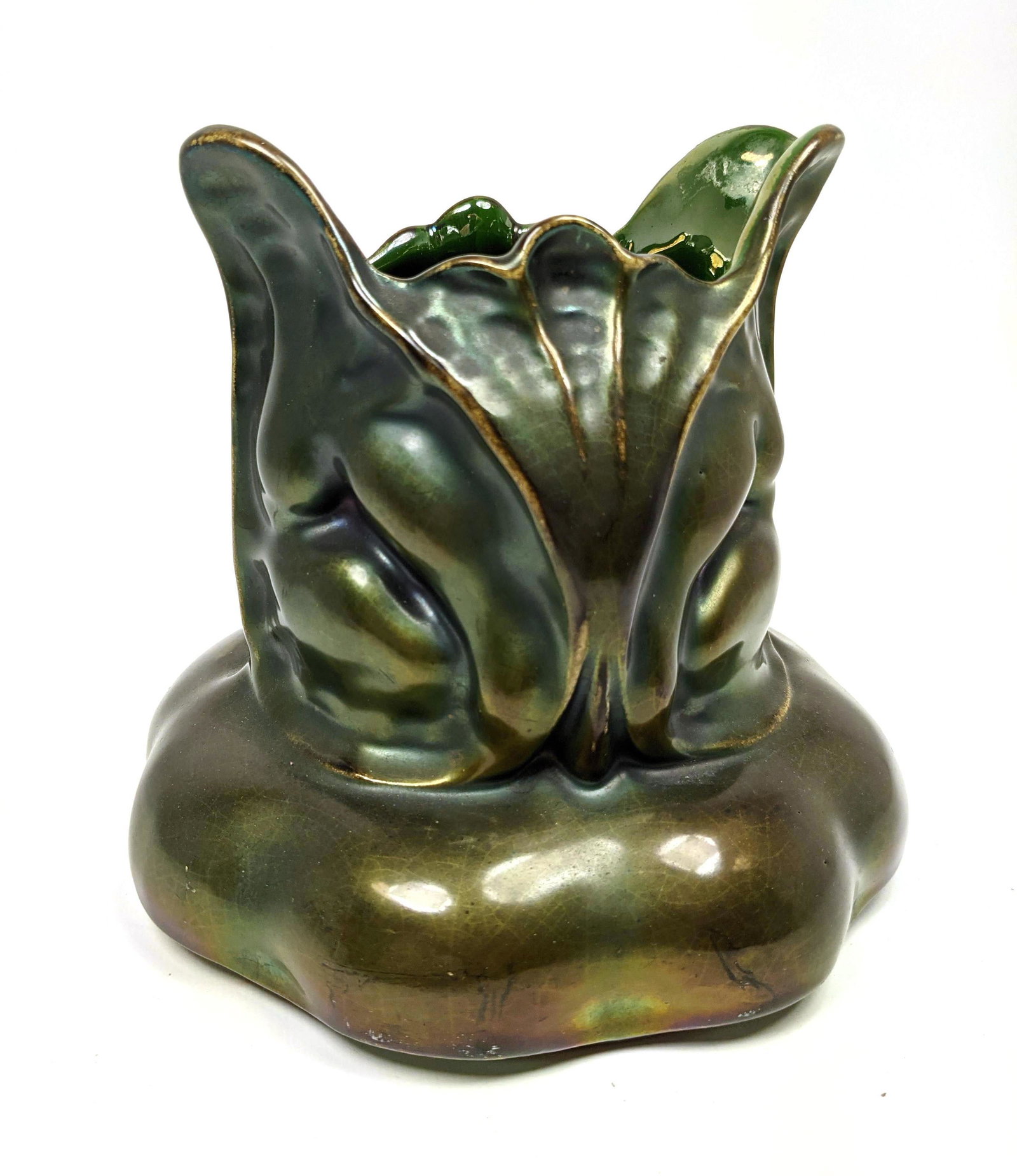 Austrian Art Nouveau Pottery Vase. Heliosine glaze. (1 of 10)