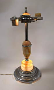 Art Deco Light Up Smoking Stand. Akro Agate.: Art Deco Light Up Smoking Stand. Akro Agate. -- Dimensions: H: 26.5 inches: W: 12 inches: D: 12 inches ---