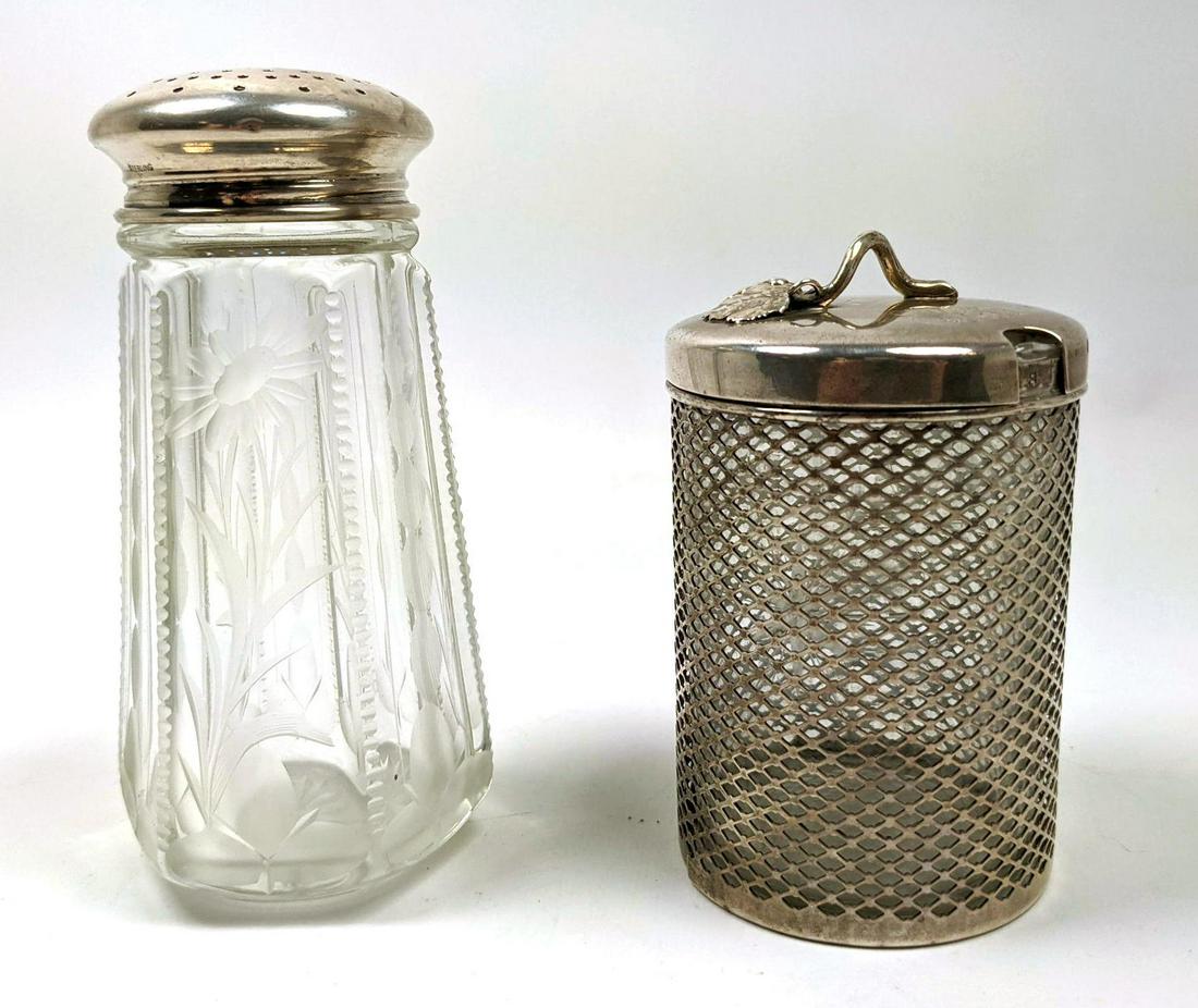 2pcs Sterling Powder Shaker and Glass Lined Jam Jar. 4. (1 of 12)
