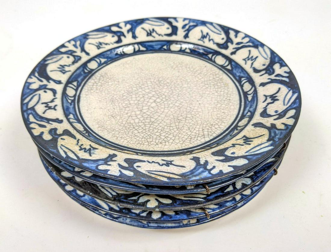 Set 5 Dedham Plates Decorated with rabbits. (1 of 8)