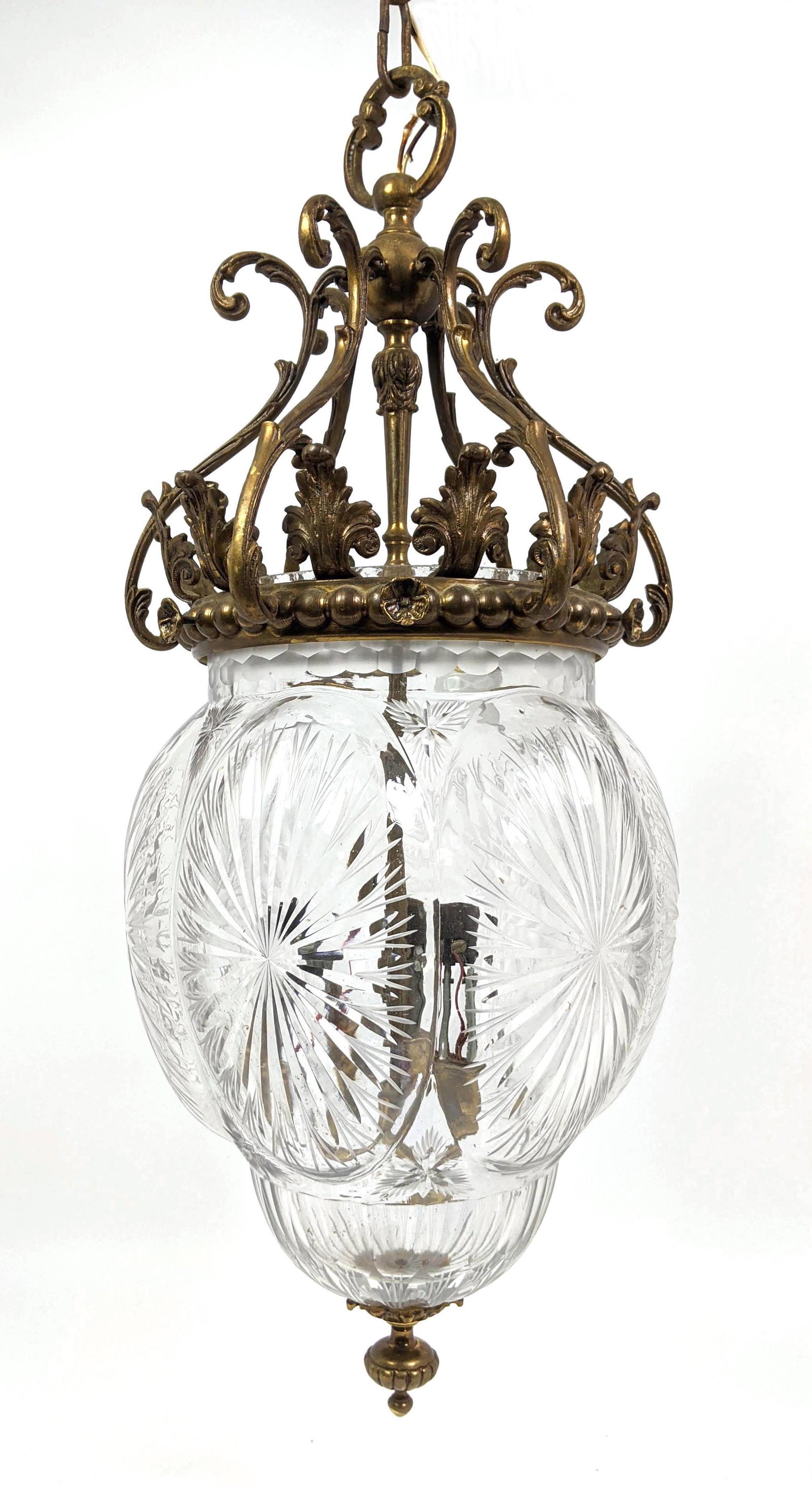 Vintage Cut Crystal Hanging Pendant Light Chandelier. G (1 of 18)