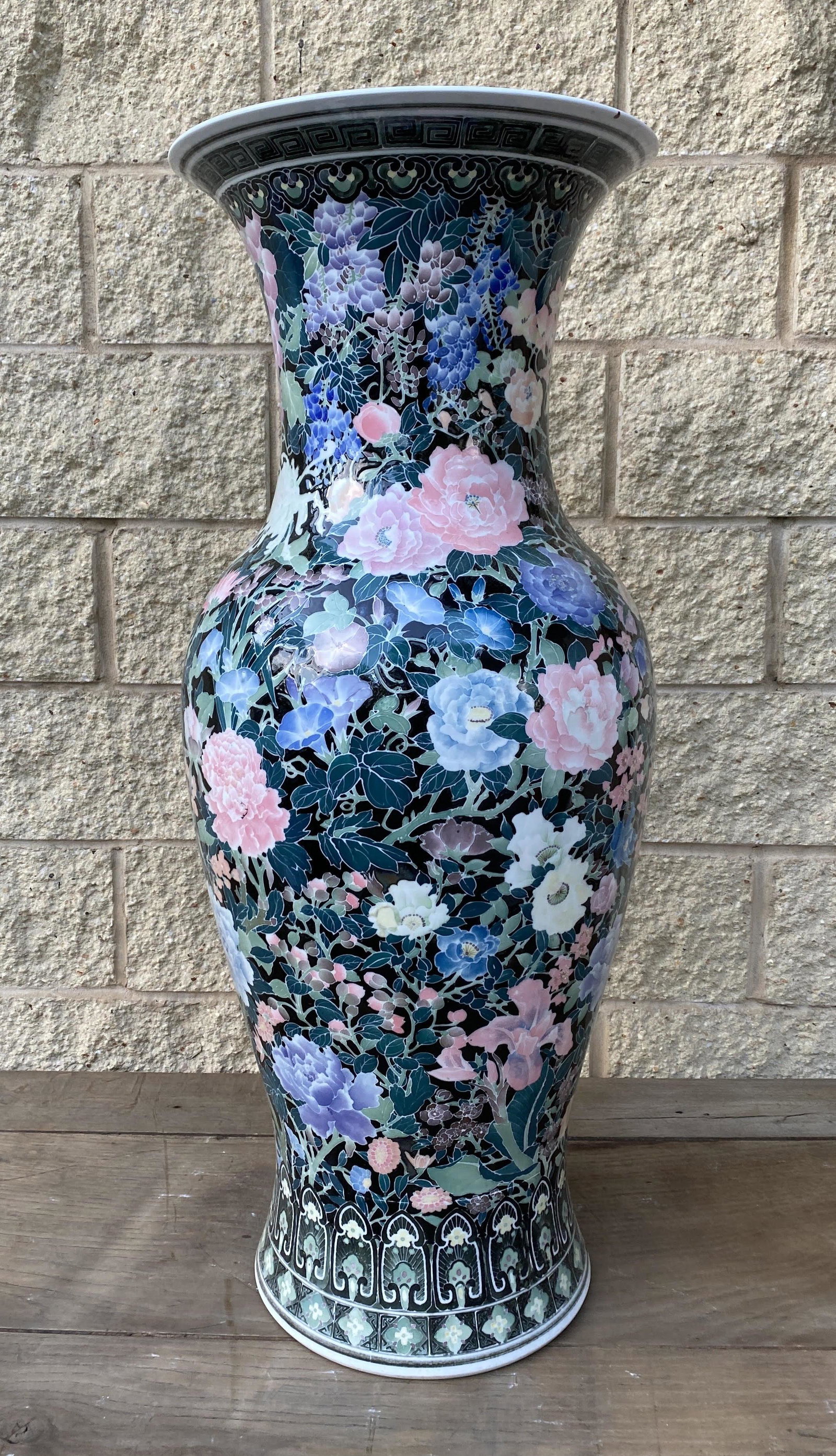 Chinese Soft Paste Porcelain Floor Vase. Floral decorat (1 of 8)